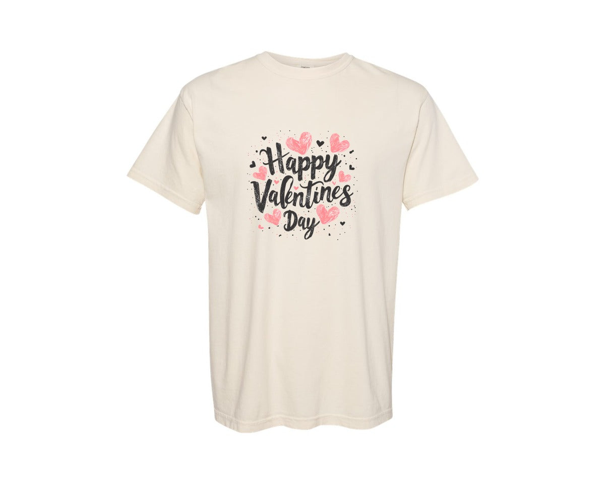 brand:Comfort Colors|color:Ivory|Happy Valentines Day 2009 Graphic T-Shirt
