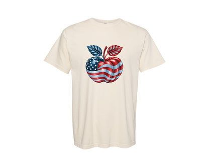 brand:Comfort Colors|color:Ivory|American Apple Pumpkin Patriotic Graphic T-Shirt