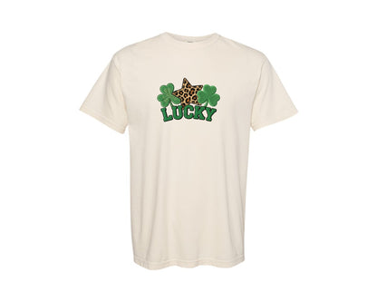 brand:Comfort Colors|color:Ivory|Cozy Lucky Yarn Knitted Style Graphic T-Shirt