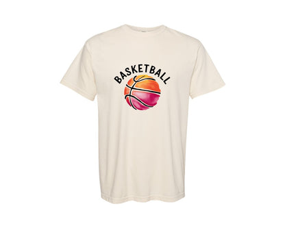 brand:Comfort Colors|color:Ivory|Watercolor Basketball Ball Mascot Graphic T-Shirt