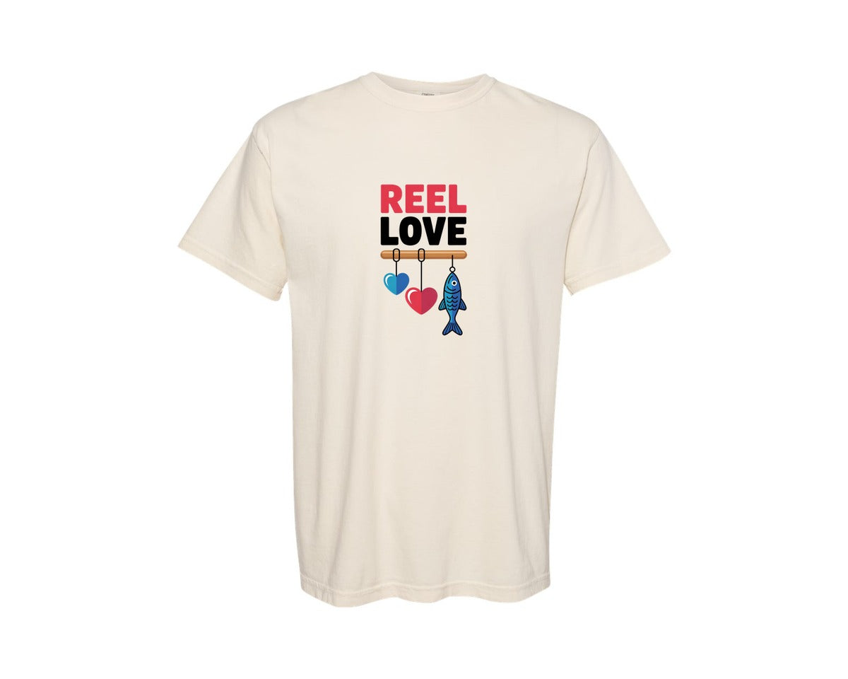 brand:Comfort Colors|color:Ivory|Reel Love Boys Valentines Fishing 2 Graphic T-Shirt