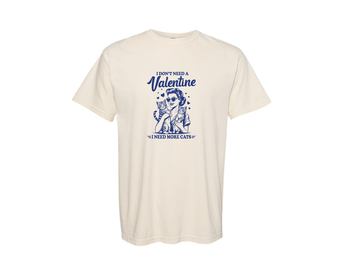 brand:Comfort Colors|color:Ivory|Retro Cat Mom Valentine Anti Valentine Graphic T-Shirt