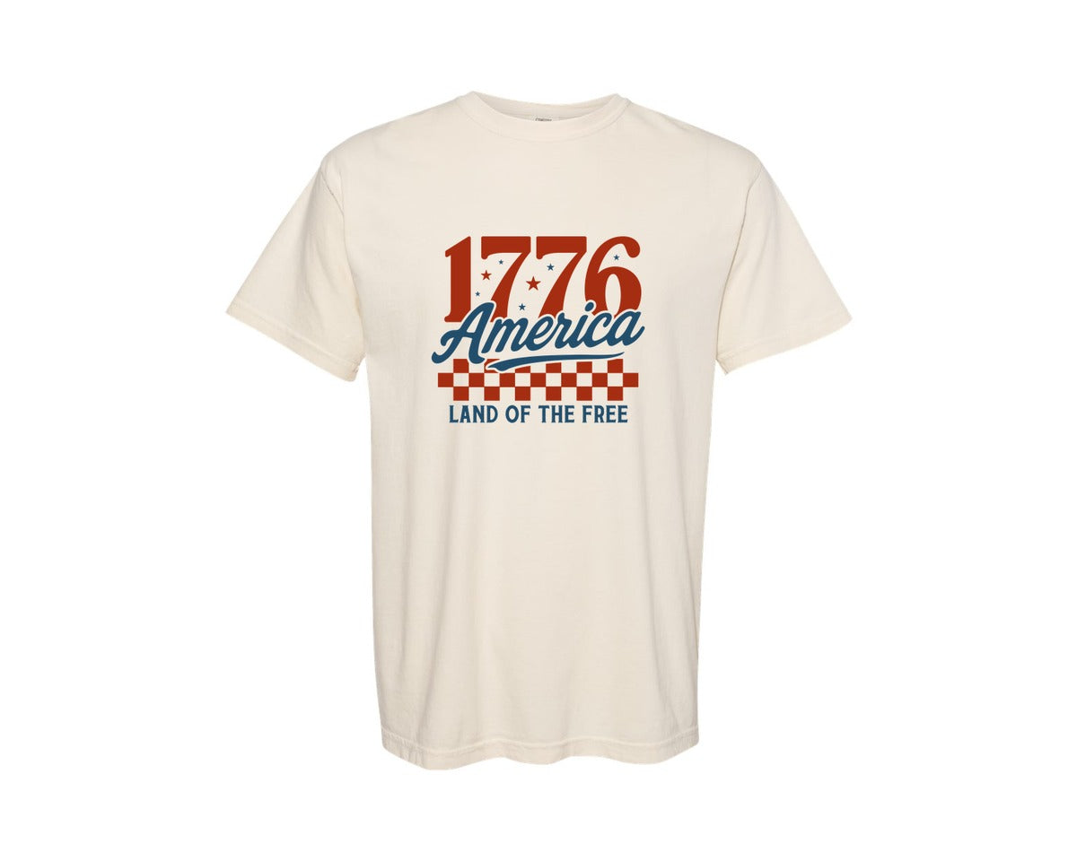 brand:Comfort Colors|color:Ivory|4Th Of July 1776 America Land Graphic T-Shirt