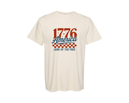 brand:Comfort Colors|color:Ivory|4Th Of July 1776 America Land Graphic T-Shirt