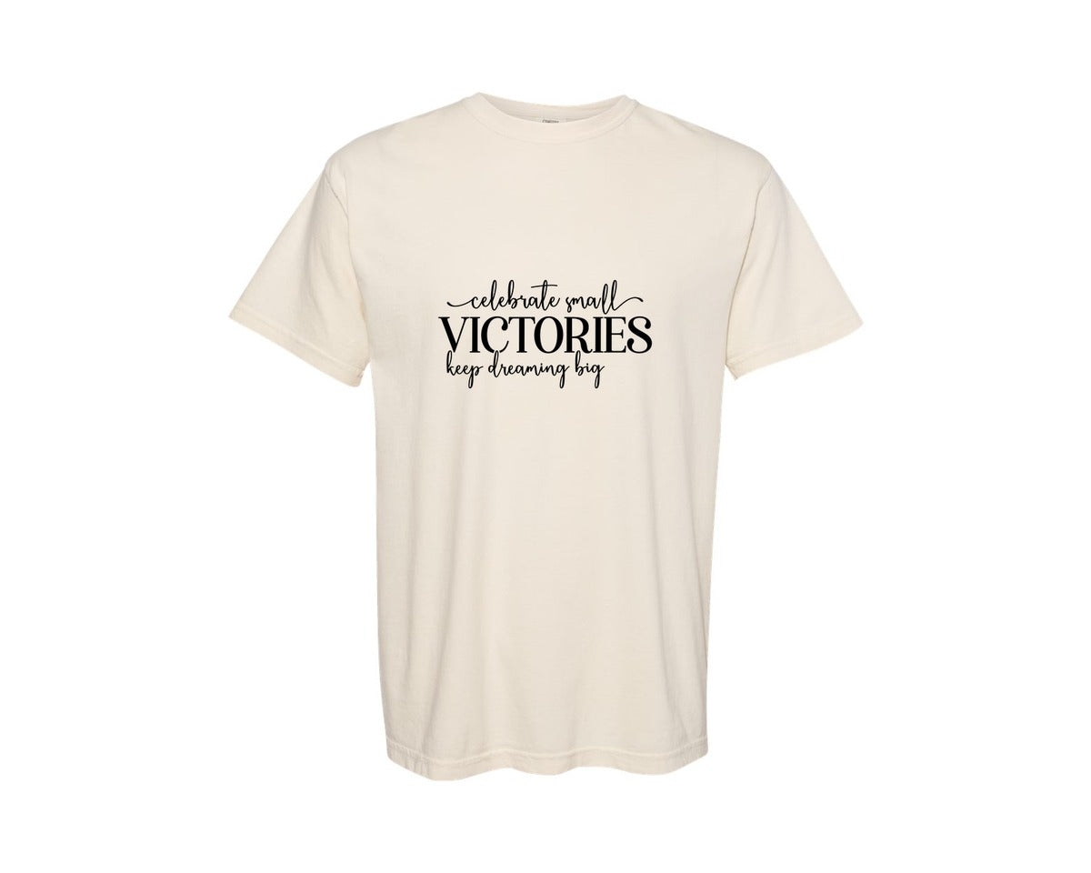 brand:Comfort Colors|color:Ivory|Celebrate Small Victories Keep Sleeve S Graphic T-Shirt