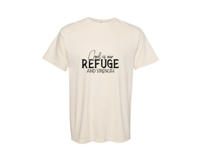 brand:Comfort Colors|color:Ivory|God Is Our Refuge And Strength Sleeve Sv Graphic T-Shirt