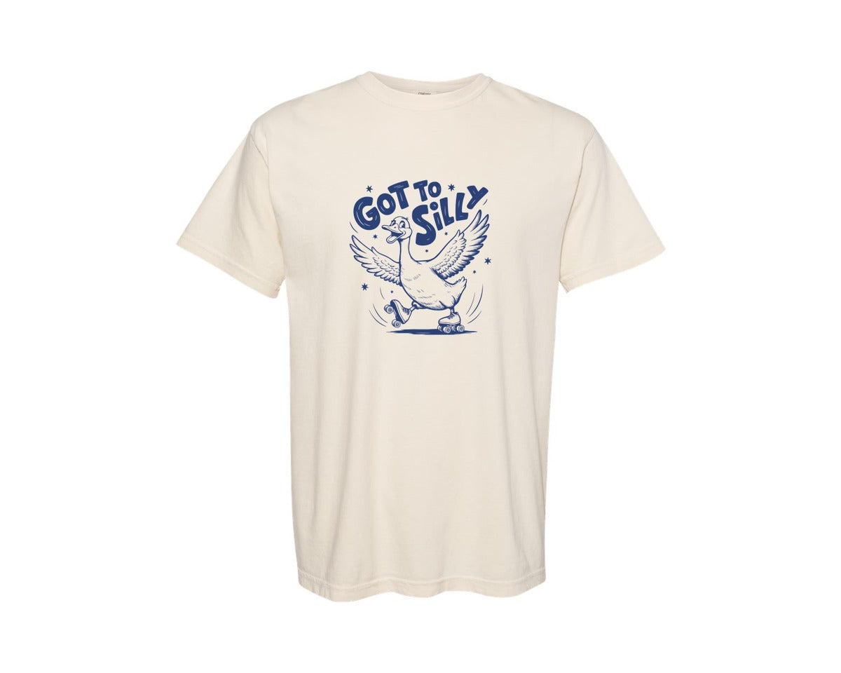 brand:Comfort Colors|color:Ivory|Funny Goose Got Too Silly Design Graphic T-Shirt