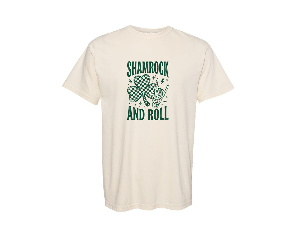 brand:Comfort Colors|color:Ivory|Shamrock And Roll St Patricks Day 4 Graphic T-Shirt