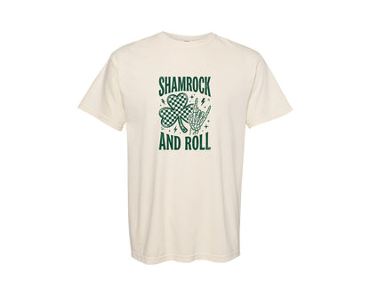 brand:Comfort Colors|color:Ivory|Shamrock And Roll St Patricks Day 4 Graphic T-Shirt
