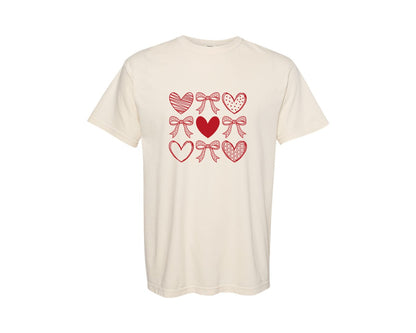 brand:Comfort Colors|color:Ivory|Coquette Heart Valentines Xoxo Graphic T-Shirt
