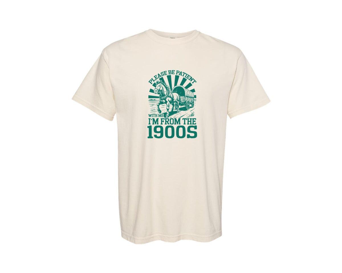 brand:Comfort Colors|color:Ivory|Please Be Patient With Me Retro Quote Graphic T-Shirt