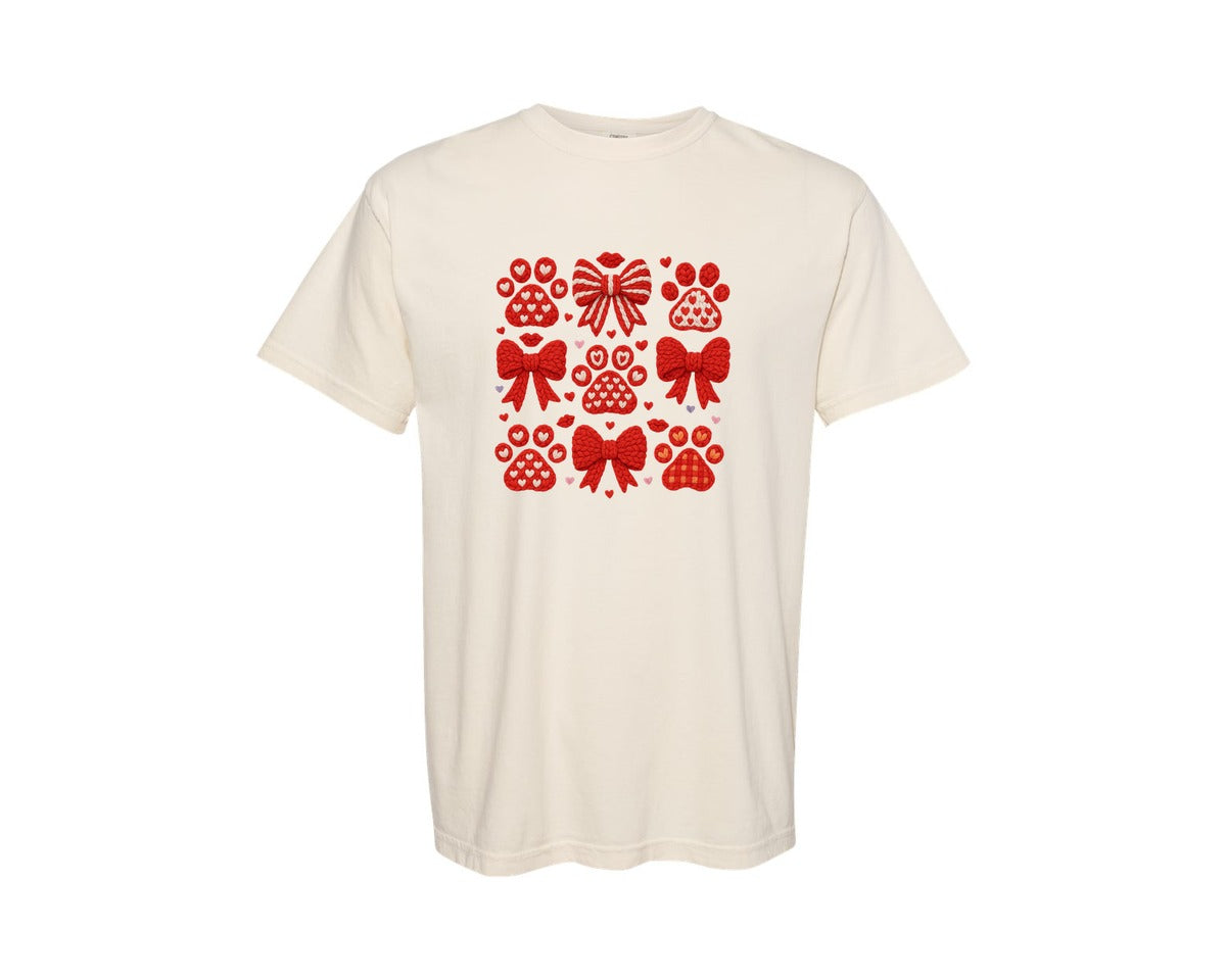 brand:Comfort Colors|color:Ivory|Crochet Dog Valentine Coquette Graphic T-Shirt