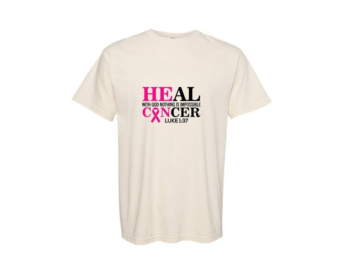 brand:Comfort Colors|color:Ivory|Heal With God Nothing Is Impossible Graphic T-Shirt