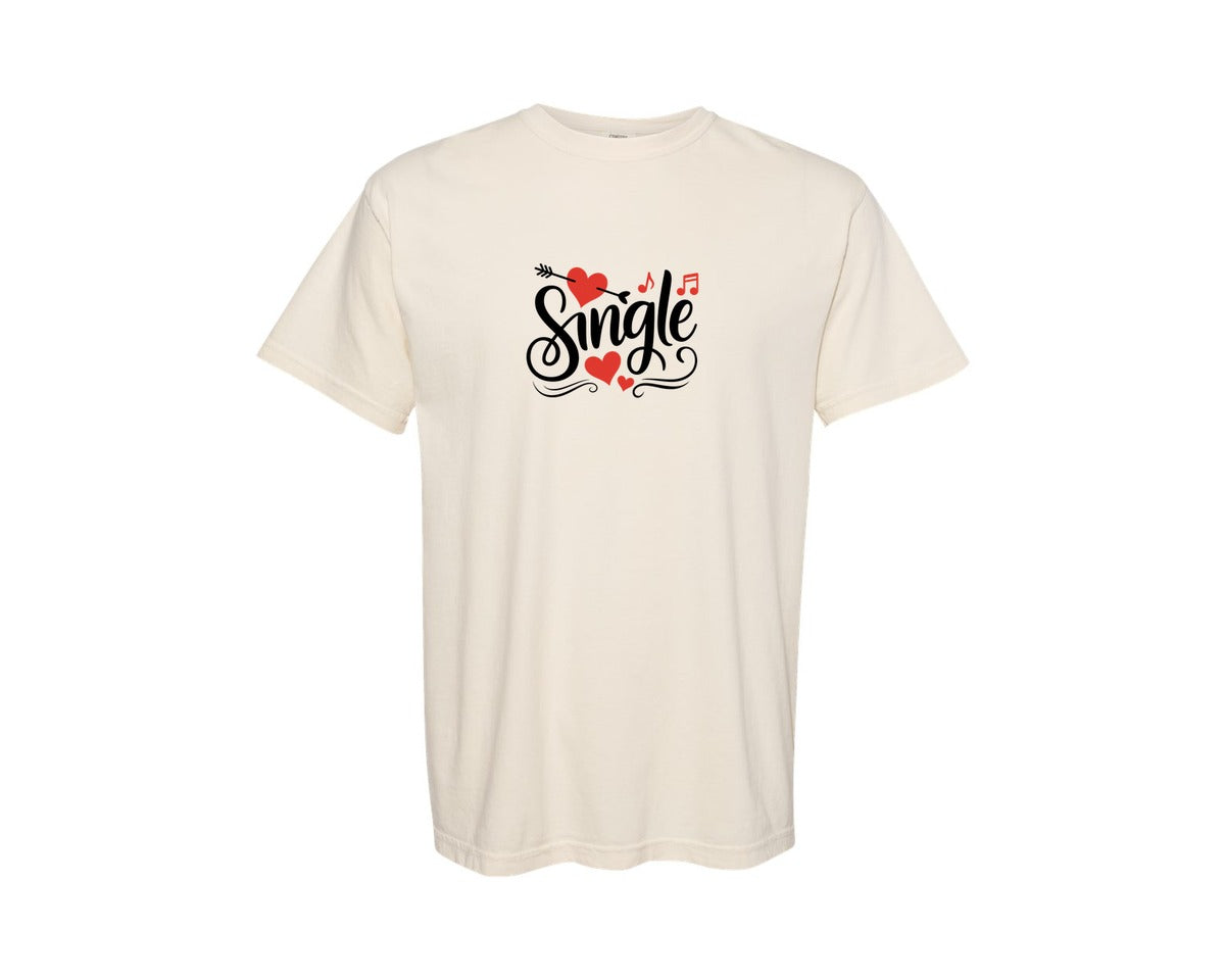 brand:Comfort Colors|color:Ivory|Single Valentine Heart Heart Music Graphic T-Shirt