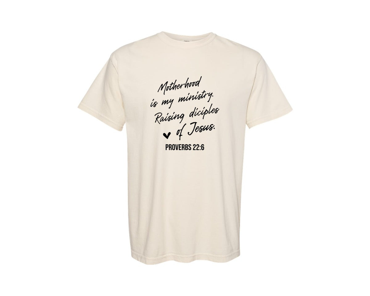 brand:Comfort Colors|color:Ivory|Christian Mom Motherhood Is Kingdom Graphic T-Shirt