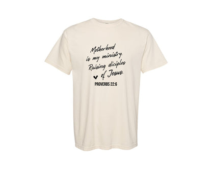 brand:Comfort Colors|color:Ivory|Christian Mom Motherhood Is Kingdom Graphic T-Shirt