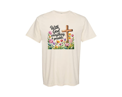 brand:Comfort Colors|color:Ivory|Gods Love Round Sign Graphic T-Shirt