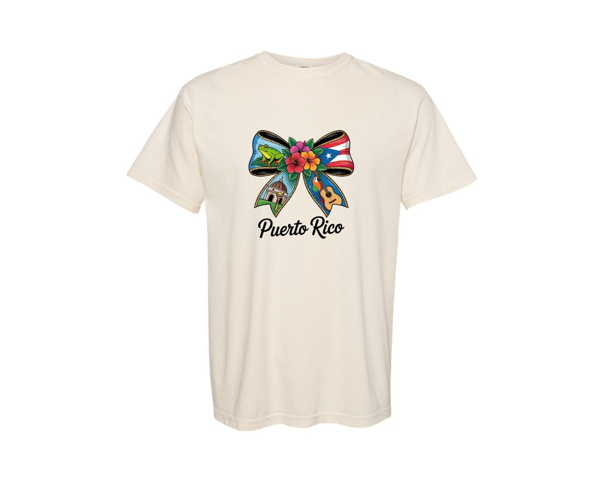 brand:Comfort Colors|color:Ivory|Puerto Rico Tropical Bow 4 Graphic T-Shirt