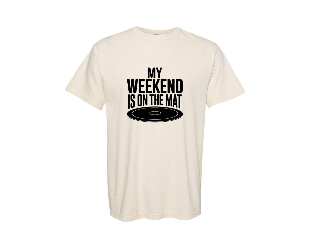 brand:Comfort Colors|color:Ivory|My Weekend Is On The Mat Wrestling Graphic T-Shirt