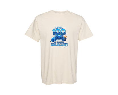 brand:Comfort Colors|color:Ivory|Level 100 Days School Unlocked 4 Graphic T-Shirt