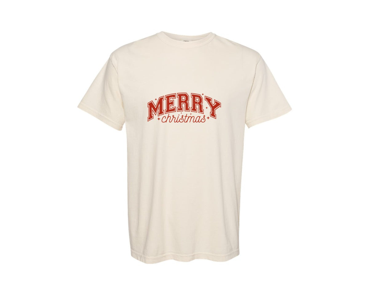brand:Comfort Colors|color:Ivory|Varsity Christmas Shirt X Mas Graphic T-Shirt