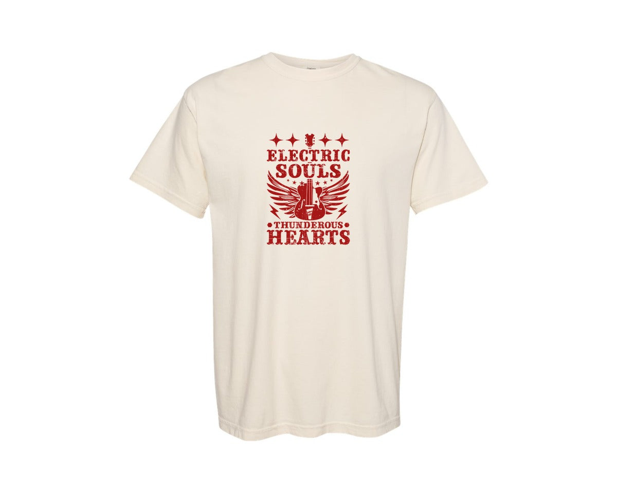 brand:Comfort Colors|color:Ivory|Electric Souls Thunderous Hearts Graphic T-Shirt