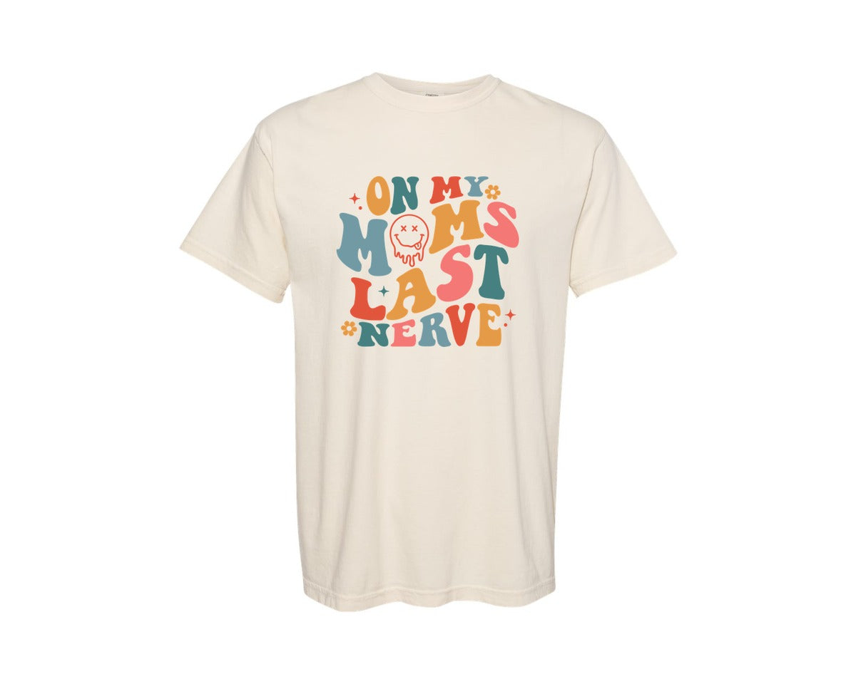 brand:Comfort Colors|color:Ivory|On My Moms Last Nerve Retro Girl Graphic T-Shirt