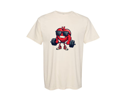 brand:Comfort Colors|color:Ivory|Valentines Day Heart Weightlifting Tee Graphic T-Shirt