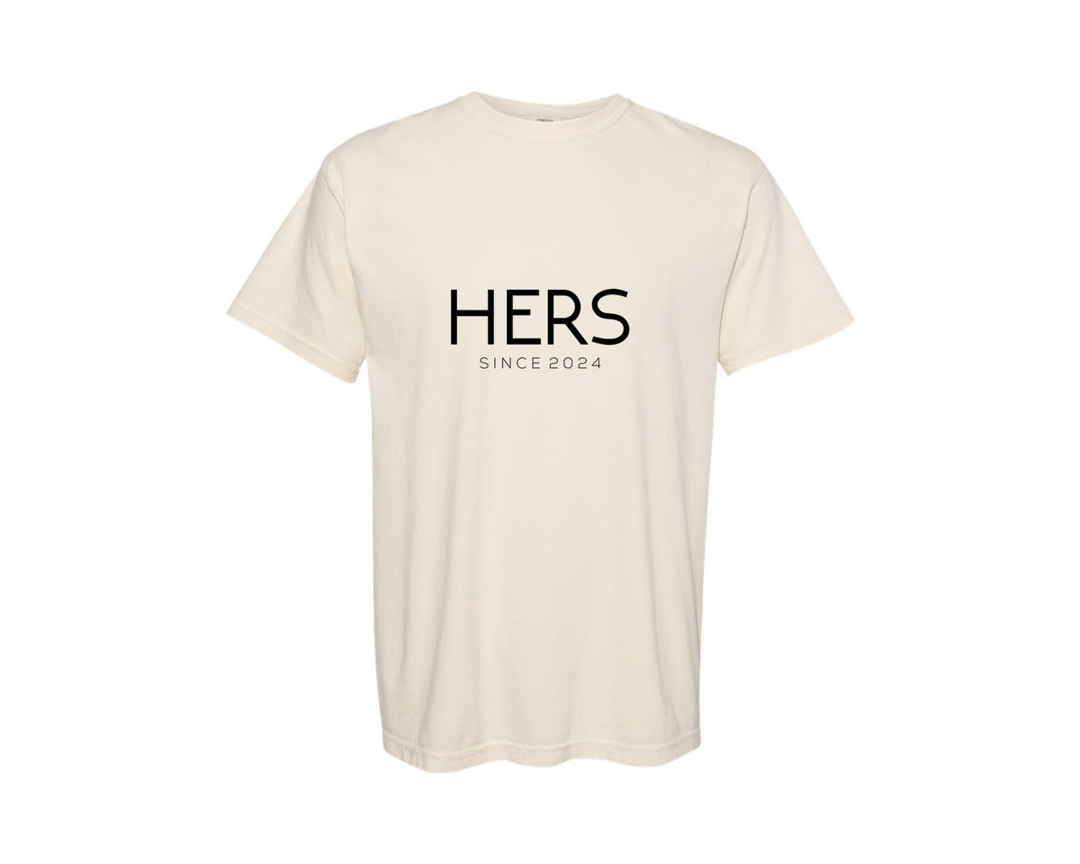 brand:Comfort Colors|color:Ivory|His Hers Couple T Shirt Design Graphic T-Shirt