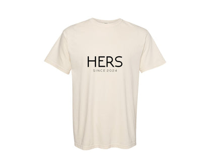 brand:Comfort Colors|color:Ivory|His Hers Couple T Shirt Design Graphic T-Shirt