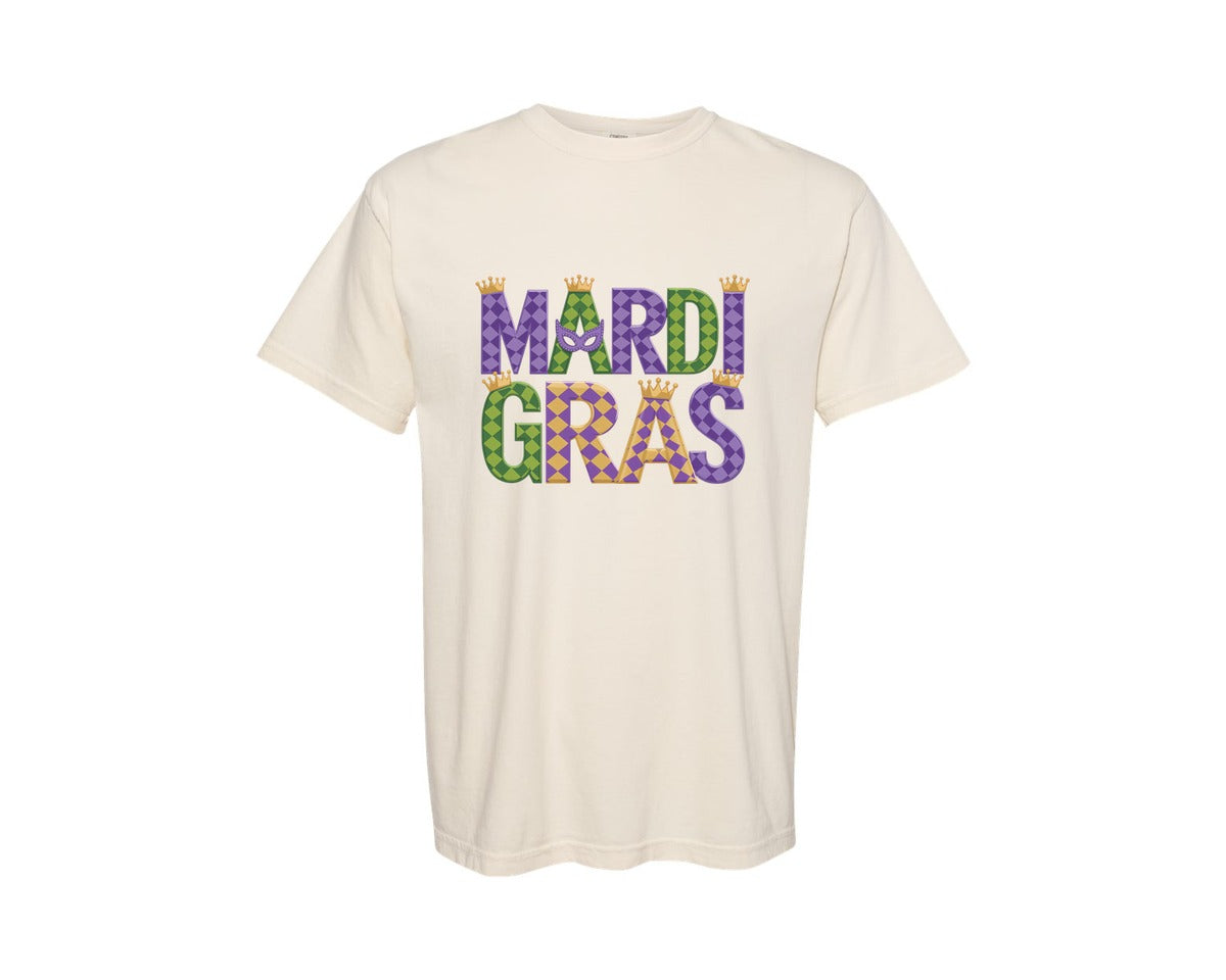 brand:Comfort Colors|color:Ivory|Mardi Gras Festive Des Graphic T-Shirt