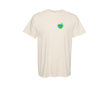 brand:Comfort Colors|color:Ivory|Love Heart Earth Globe Pocket Design Graphic T-Shirt