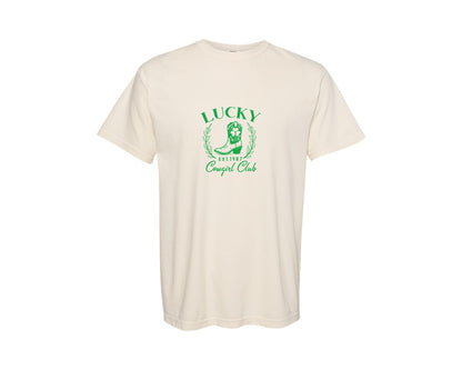 brand:Comfort Colors|color:Ivory|Lucky Cowgirl Pngst Patricks Day Graphic T-Shirt