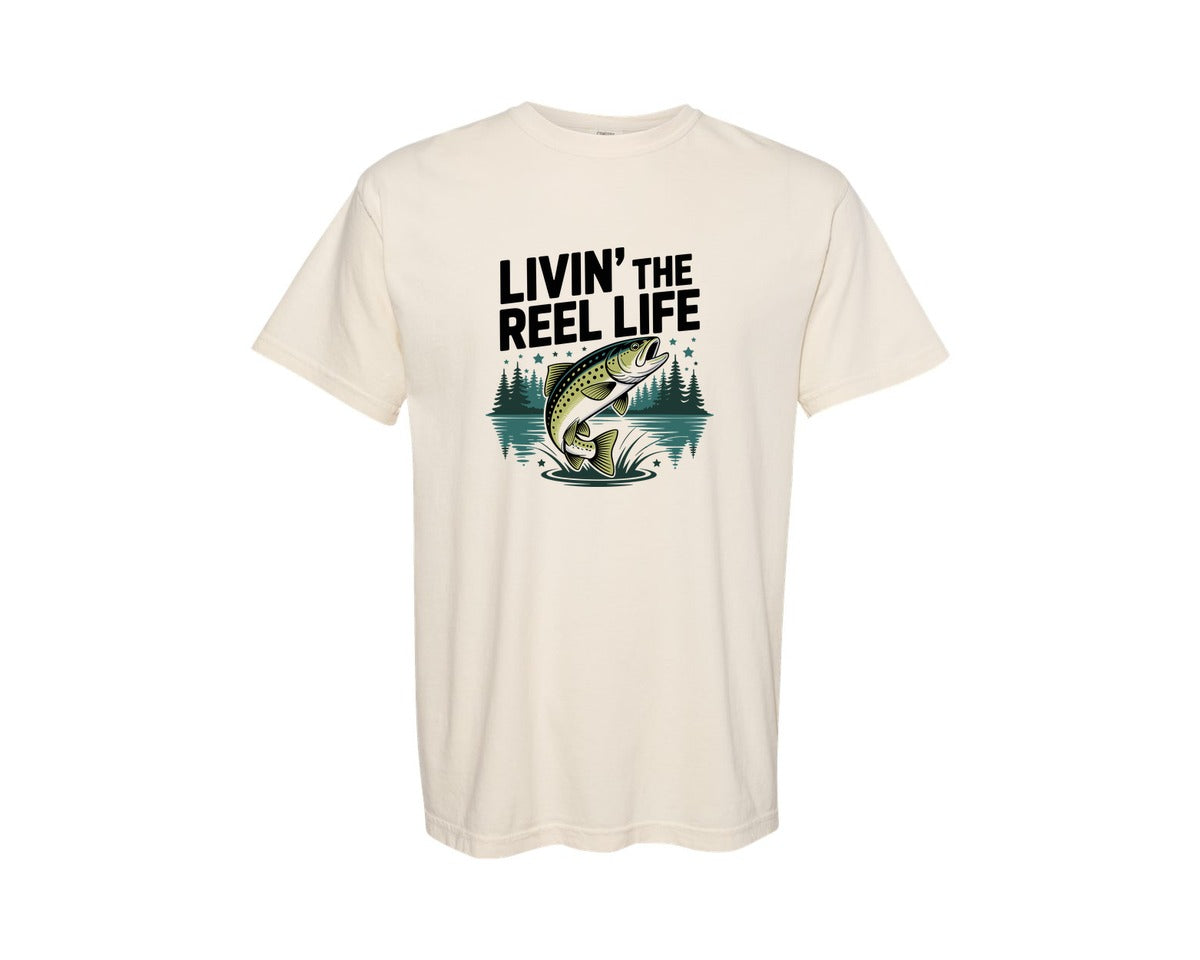 brand:Comfort Colors|color:Ivory|Livinthe Reel Life Graphic T-Shirt
