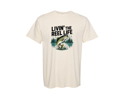 brand:Comfort Colors|color:Ivory|Livinthe Reel Life Graphic T-Shirt