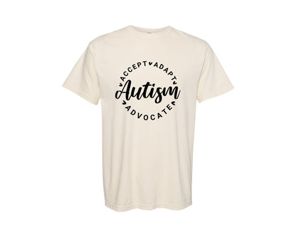 brand:Comfort Colors|color:Ivory|Autism Awareness Accept Adapt Advocate 4 Graphic T-Shirt