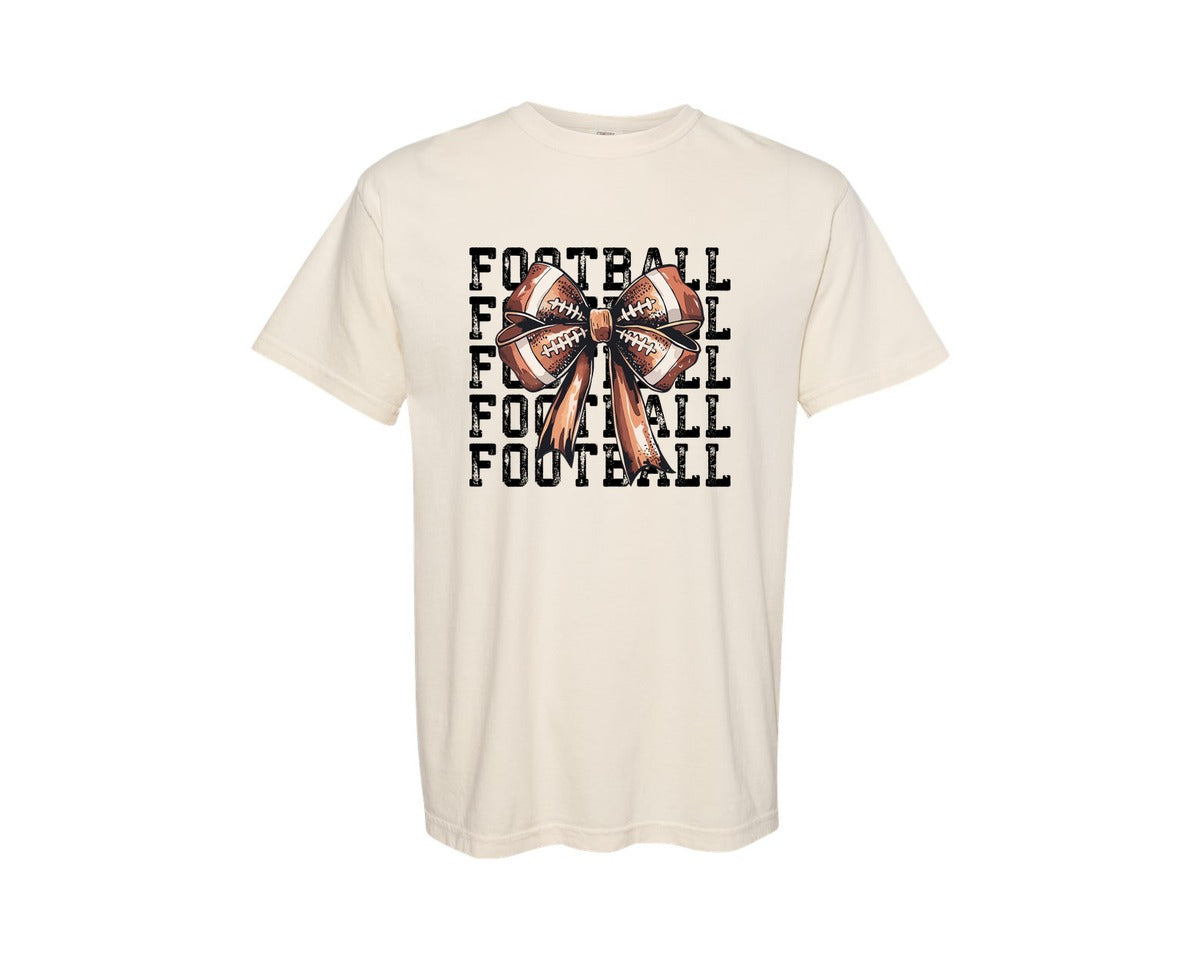 brand:Comfort Colors|color:Ivory|Football Game Day Coquette Preppy Graphic T-Shirt