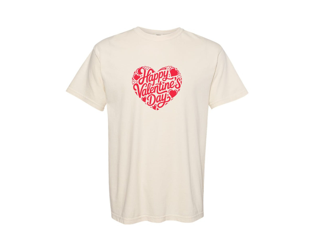 brand:Comfort Colors|color:Ivory|Happy Valentines Day Graphic T-Shirt