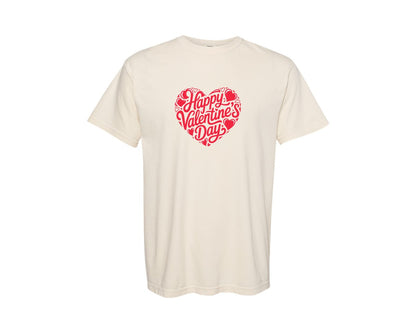 brand:Comfort Colors|color:Ivory|Happy Valentines Day Graphic T-Shirt