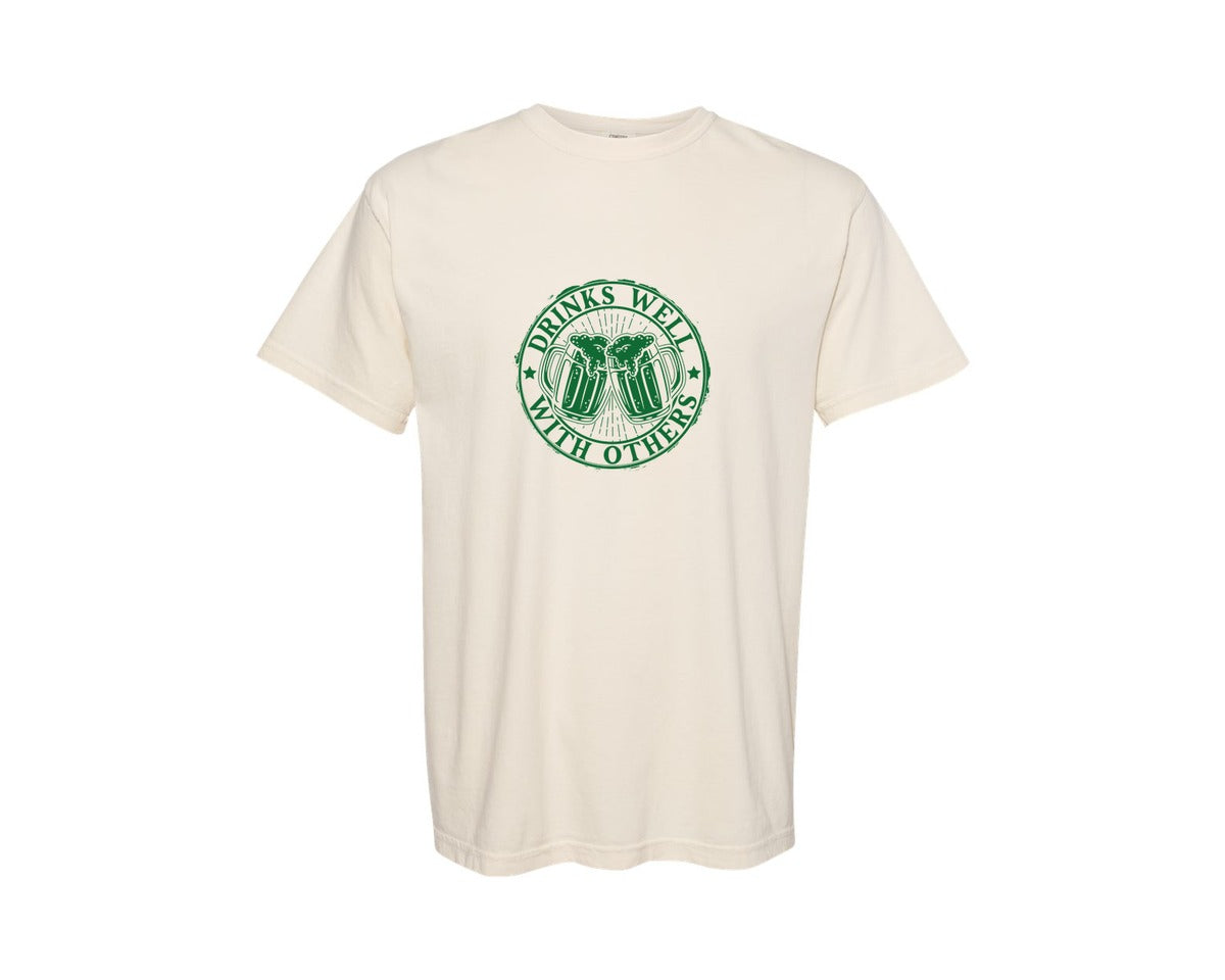 brand:Comfort Colors|color:Ivory|Drinks Well With Others St Patricks Day 4 Graphic T-Shirt
