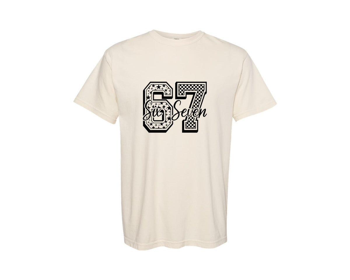 brand:Comfort Colors|color:Ivory|Funny Six Seven Meme Trendy 6 7 Graphic T-Shirt