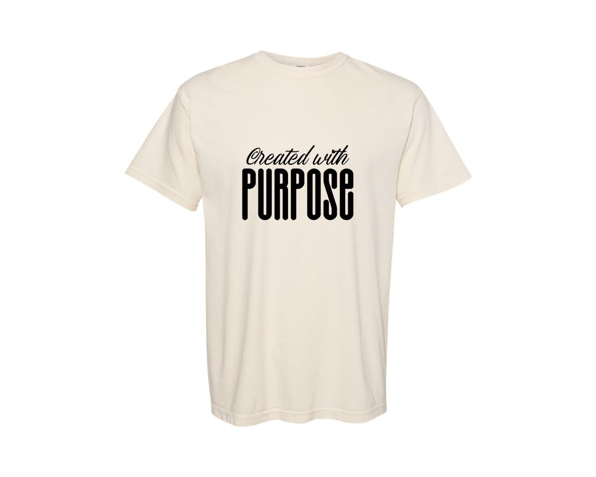 brand:Comfort Colors|color:Ivory|Created With Purpose Sleeve Design Graphic T-Shirt