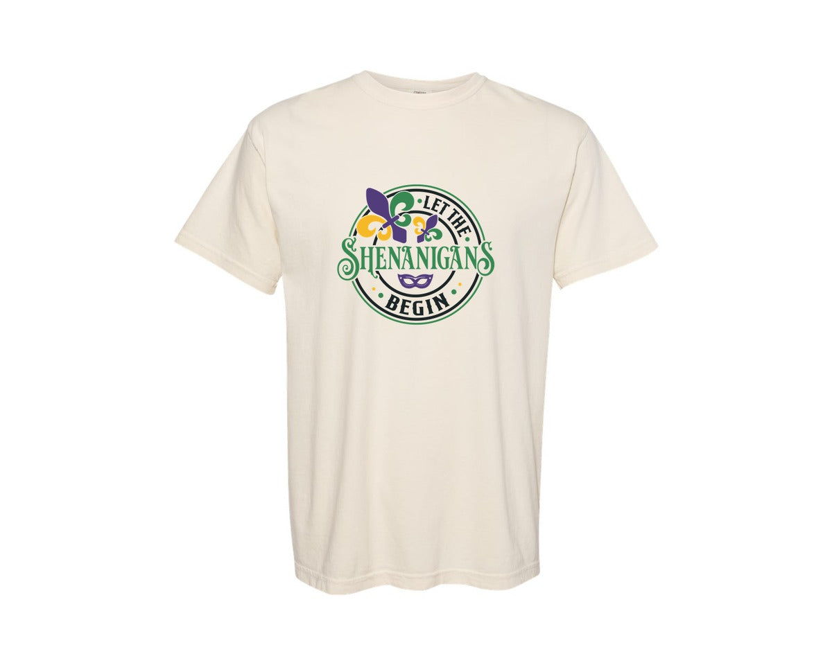 brand:Comfort Colors|color:Ivory|Let The Shenanigans Begin 25 Graphic T-Shirt