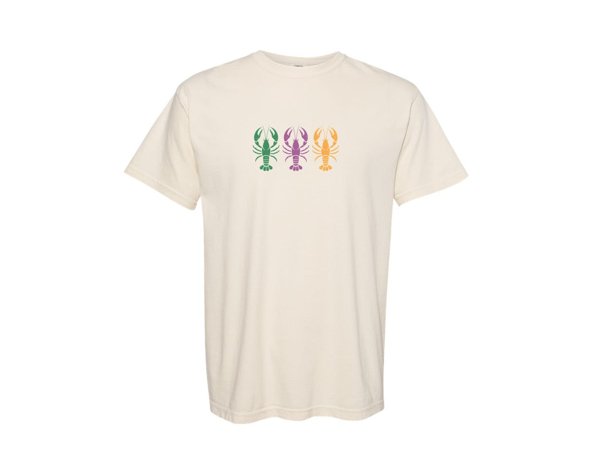brand:Comfort Colors|color:Ivory|Mardi Gras Crawfish Trio 2 Graphic T-Shirt