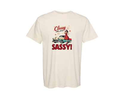brand:Comfort Colors|color:Ivory|Retro Girl Classic Car Sassy Quote Graphic T-Shirt