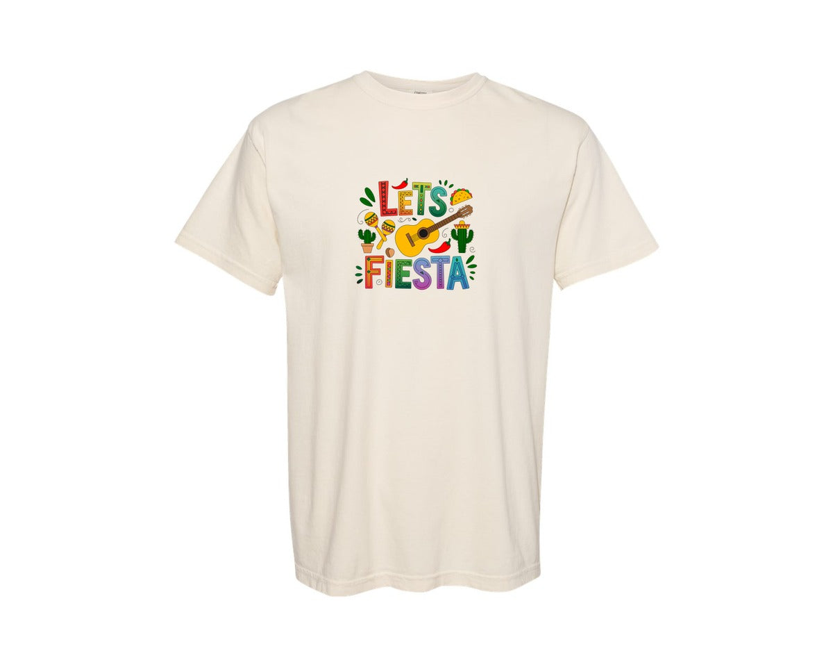brand:Comfort Colors|color:Ivory|Lets Fiesta Cinco De Mayo 3 Graphic T-Shirt