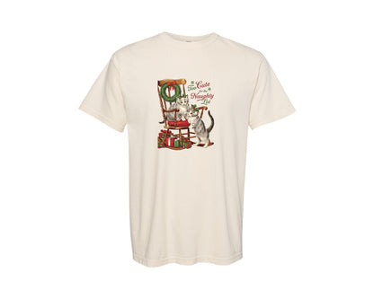 brand:Comfort Colors|color:Ivory|Vintage Christmas Cat Graphic T-Shirt