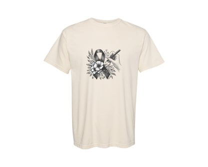 brand:Comfort Colors|color:Ivory|12 Teal Gray Purple Awareness Ribbon Graphic T-Shirt