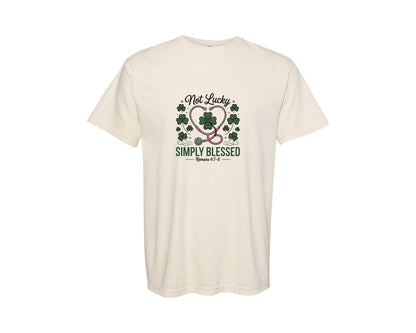 brand:Comfort Colors|color:Ivory|Not Lucky Simply Blessed St Patricks 8 Graphic T-Shirt
