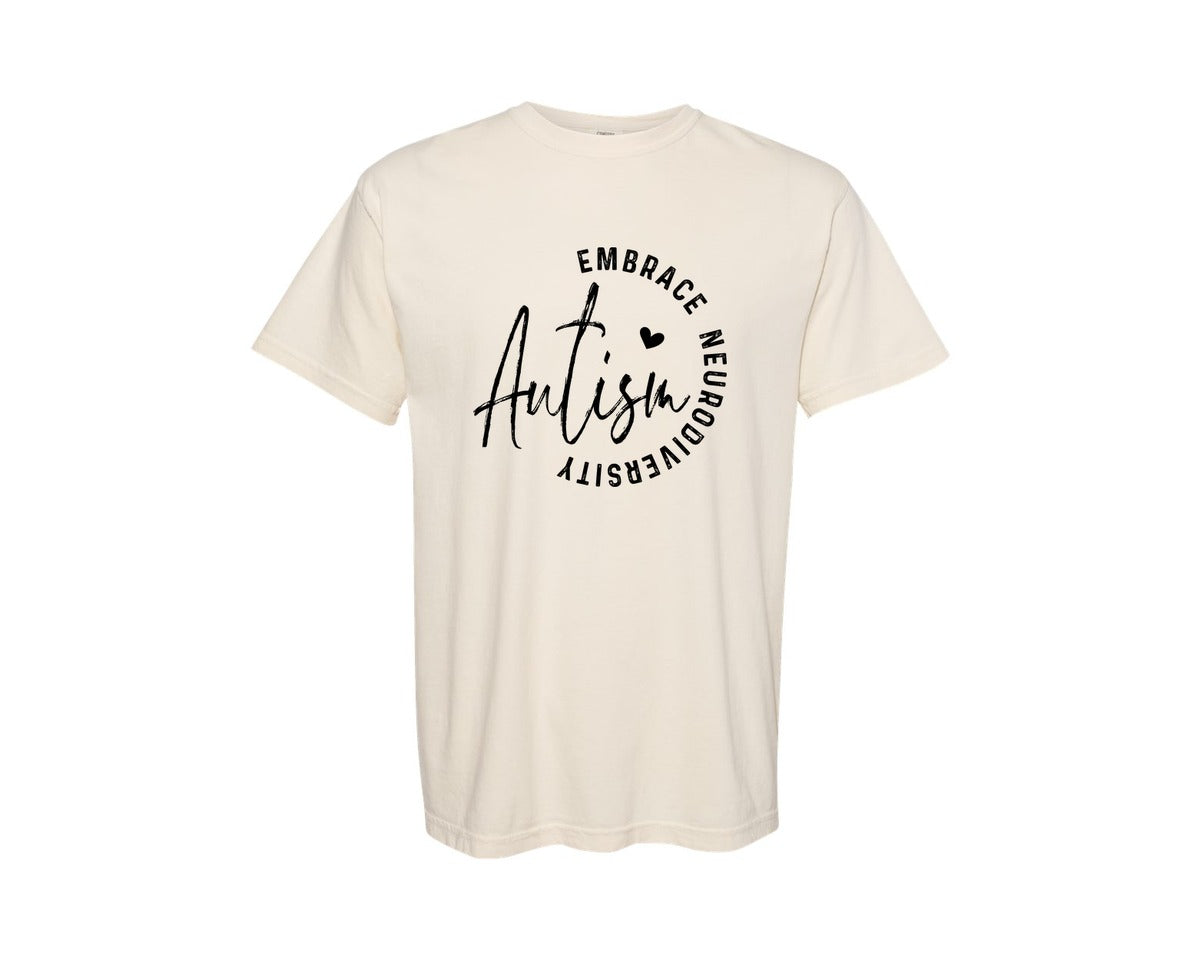 brand:Comfort Colors|color:Ivory|Embrace Neurodiversity Autism Graphic T-Shirt